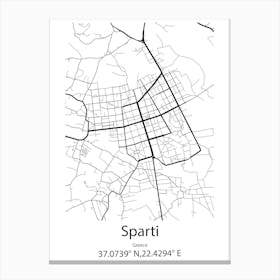 Sparti,Greece Minimalist Map Canvas Print