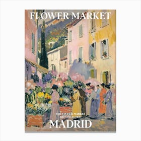 Vintage Flower Market Painting Madrid 2 Canvas Print