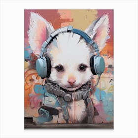 Graffiti Tag Mural Of A Cute White Possum 3 Canvas Print