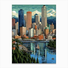 Seattle Washington Pointillism 7 Canvas Print