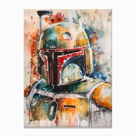 Boba Fett From Star Wars Watercolor Canvas Print