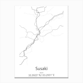 Susaki,Japan Minimalist Map Toile