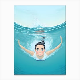 Girl Swimming Underwater Art Canvas Print