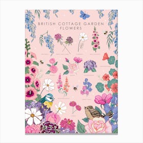 British Cottage Garden Flowers Canvas Print