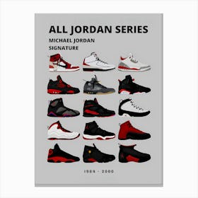 All Nike Jordan Series Signature 1984-2000 Canvas Print