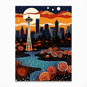 Vancouver, Illustration In The Style Of Pop Art 3 Canvas Print