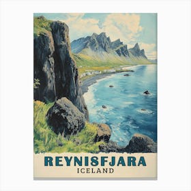 Reynisfjara Beach Iceland Vintage Travel Poster Canvas Print