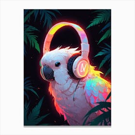 Parrot With Headphones Canvas Print