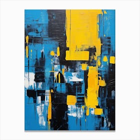 Abstract modern cityscape yellow and blue Canvas Print