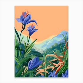 Boho Wildflower Painting Fringed Gentian 2 Canvas Print