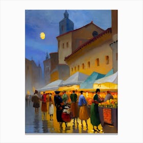 Street Market In The Evening Canvas Print