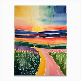 Sunset In The Field Canvas Print