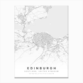 Edinburgh Scotland White Map Canvas Print