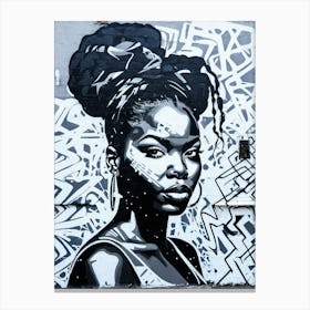 Graffiti Mural Of Beautiful Black Woman 240 Canvas Print