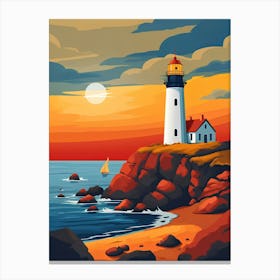 Lighthouse At Sunset Canvas Print