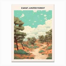 Ziarat Juniper Forest Midcentury Travel Poster Canvas Print