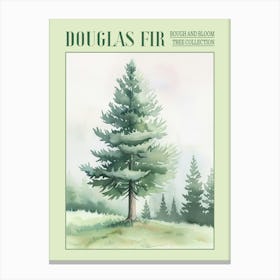 Douglas Fir Tree Atmospheric Watercolour Painting 4 Poster Canvas Print