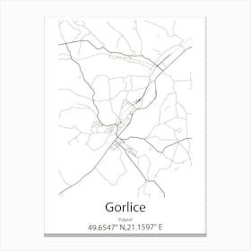 Gorlice,Poland Minimalist Map Canvas Print