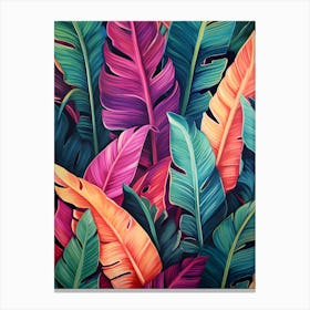 Abstract and Colourful Banana Leaves Art Canvas Print