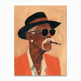 Old Man Smoking A Cigar Canvas Print