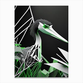 Black Headed Heron Polygonal Wireframe 1 Canvas Print