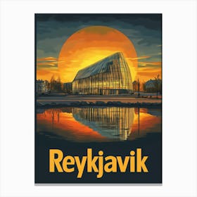 Aihrgdesign A Mid Century Modern Travel Poster For Reykjavik 3 Canvas Print