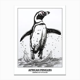 Penguin Jumping Out Of Water Poster Canvas Print
