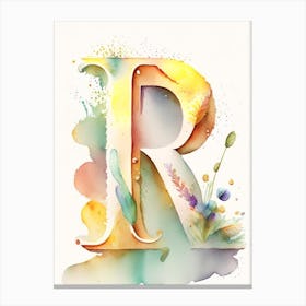 R  Letter, Alphabet Storybook Watercolour 4 Canvas Print