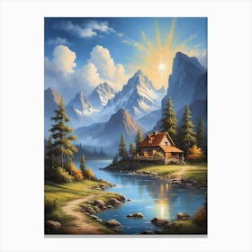 Cabin In The Mountains 3 Canvas Print
