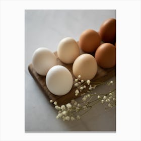 Eggs On A Wooden Board Canvas Print