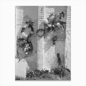 Decorations On Side Of Family Burial Vault In Cemetery At New Roads, Louisiana On All Saints Day By Russell Lee Canvas Print