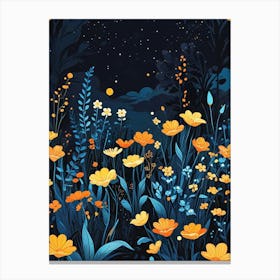 Floral Night Garden Scene (9) Canvas Print