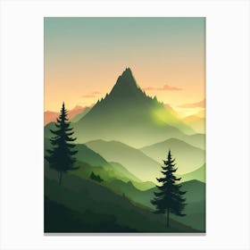 Misty Mountains Vertical Composition In Green Tone 187 Canvas Print