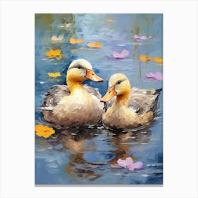 Ducks In Water Canvas Print