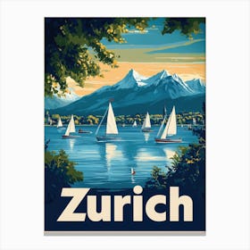 Aihrgdesign A 1970s Inspired Travel Poster For Zurich 1 Canvas Print