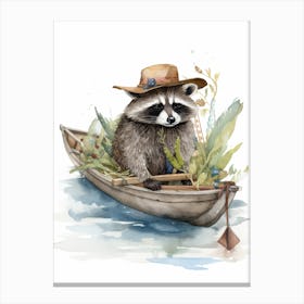 A Panama Canal Raccoon Watercolour Illustration Story 2 Canvas Print