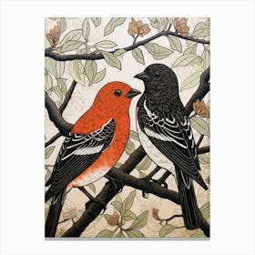 Art Nouveau Birds Poster Finch 1 Canvas Print
