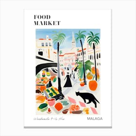 The Food Market In Malaga 2 Illustration Poster Canvas Print