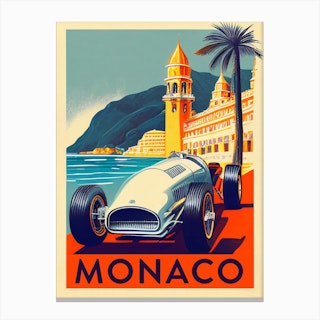 Monaco Vintage Travel Poster Canvas Print