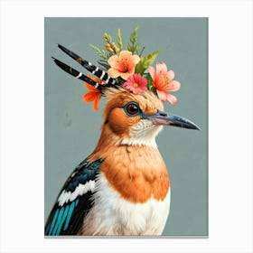 Bird With Flowers On Its Head 5 Canvas Print