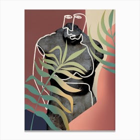 Tropical And Sculpture Canvas Line Art Print