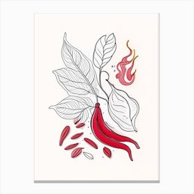 Cayenne Pepper Spices And Herbs Minimal Line Drawing 2 Canvas Print