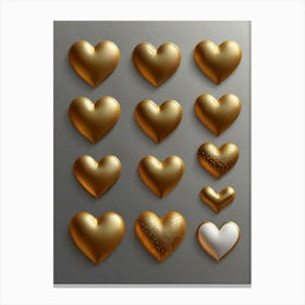 Golden Hearts 1 Canvas Print