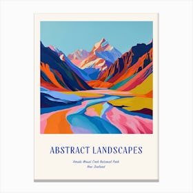 Colourful Abstract Aorak Imount Cook National Park New Zealand 2 Poster Blue Canvas Print