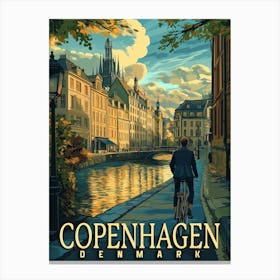 Copenhagen Vintage Travel Poster Canvas Print