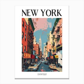 Chinatown New York Colourful Silkscreen Illustration 3 Poster Canvas Print