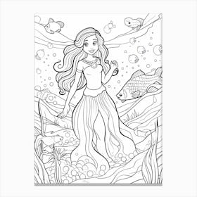 The Ocean S Surface (The Little Mermaid) Fantasy Inspired Line Art 3 Canvas Print