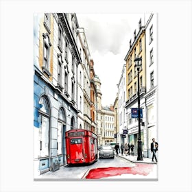 Red Double Decker Bus In London Canvas Print