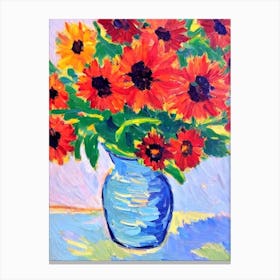 Gazania Floral Abstract Block Colour 2 Flower Canvas Print