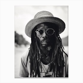 Portrait Of A Man In Jamaica, Black And White Analogue Photograph 3 Canvas Print